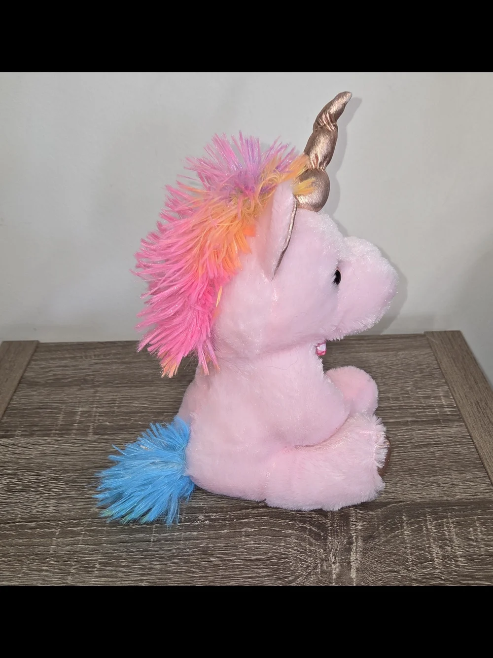 Inter-American Products Pink Rose Gold Metallic Unicorn with Bow Plush Yellow